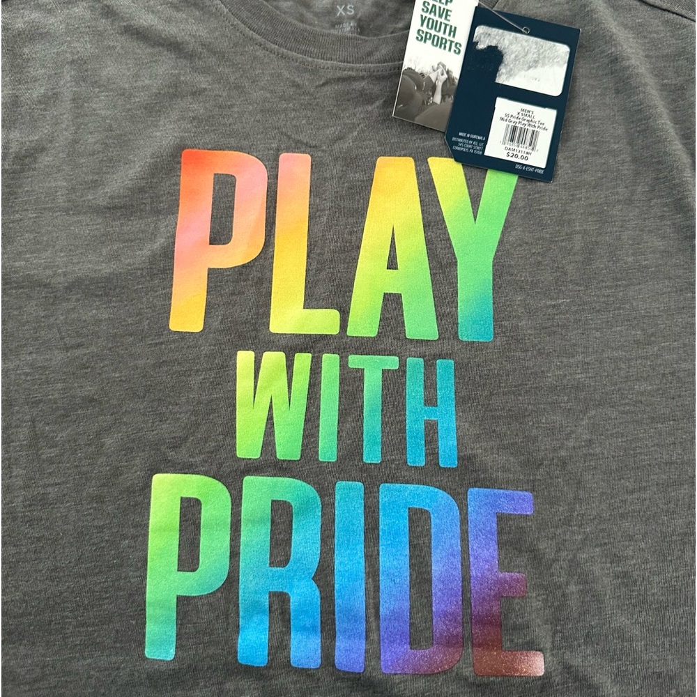 DSG Play with Pride t-shirt rainbow gray short sleeves LGBT $20 new - Picture 2 of 7